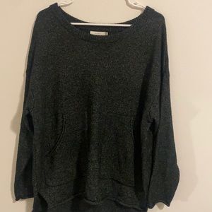 lush grey knit pullover sweater with pockets